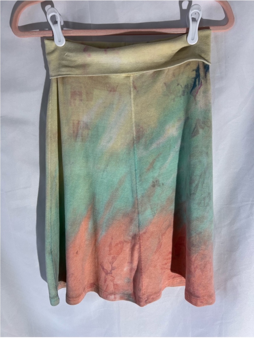 NWOT Womens HARD TAIL
Pastel Tie Dye* 95% Cotton Fold-Over Midi Skirt